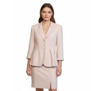 Vintage Valentino Boutique Blazer Skirt Suit 8 Pink Office Career Formal Italy